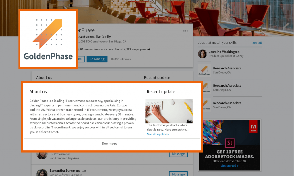 company pages for traffic